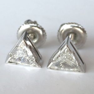 Trillion Diamond 0.83ct 14K White Gold Stud Screwback Earrings